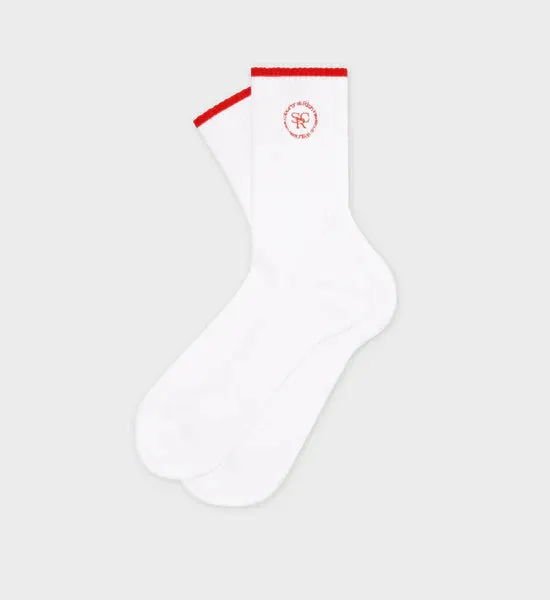 SRHWC Embroidered Socks White/Bright Red