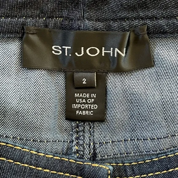 St. John Dark Wash Straight Leg Jeans Womens 2 Lightweight Denim Stretch New