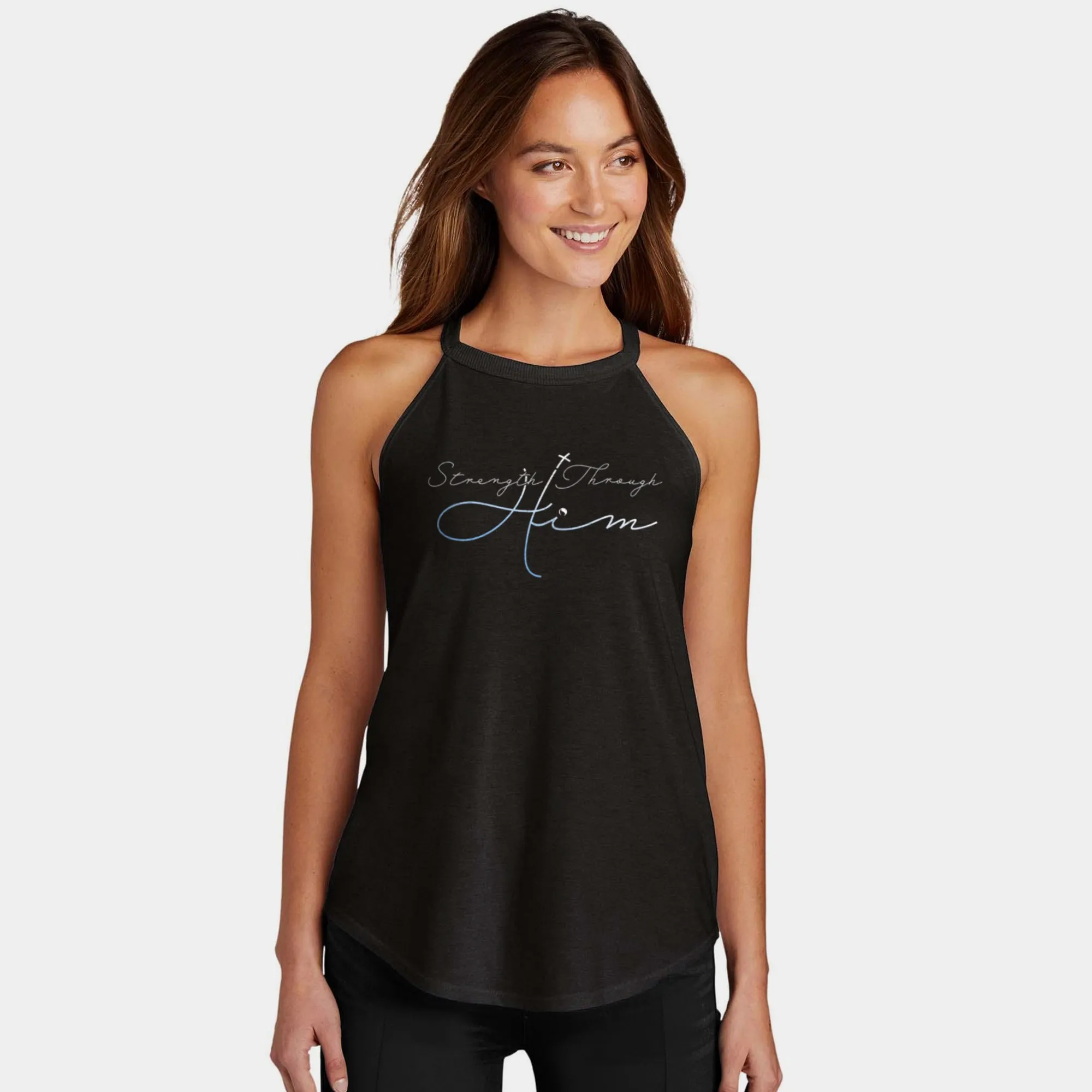 Strength Through Him Rocker Tank Top
