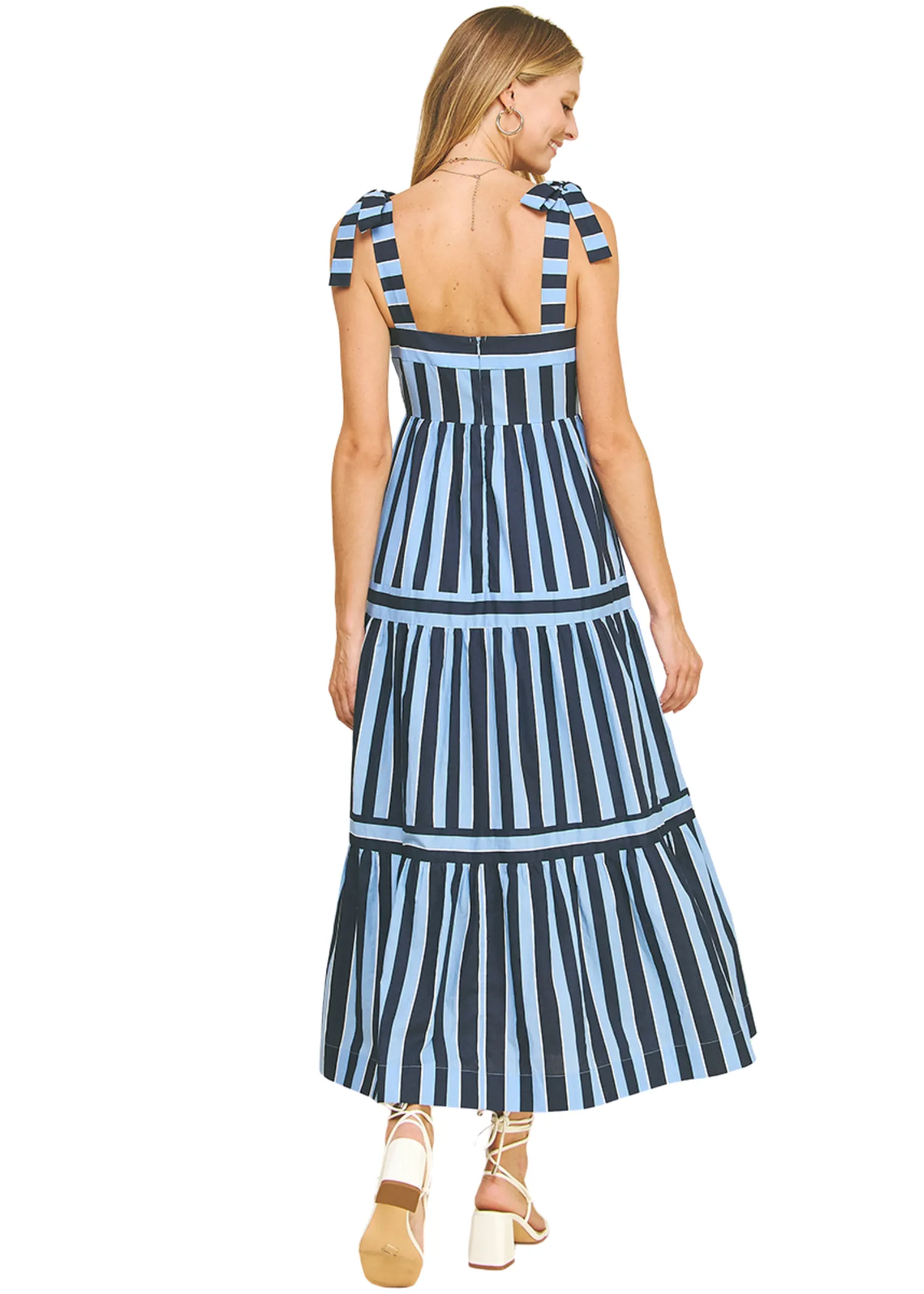 STRIPE TIERED MAXI DRESS
