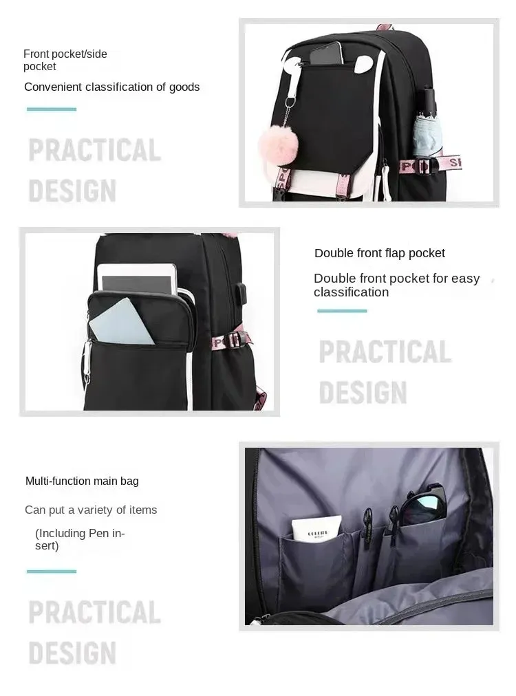 Stylish Kawaii Capybara Computer Backpack College School Casual Daypack Teens Bag Large Capacity Adjustable Strap Schoolbag