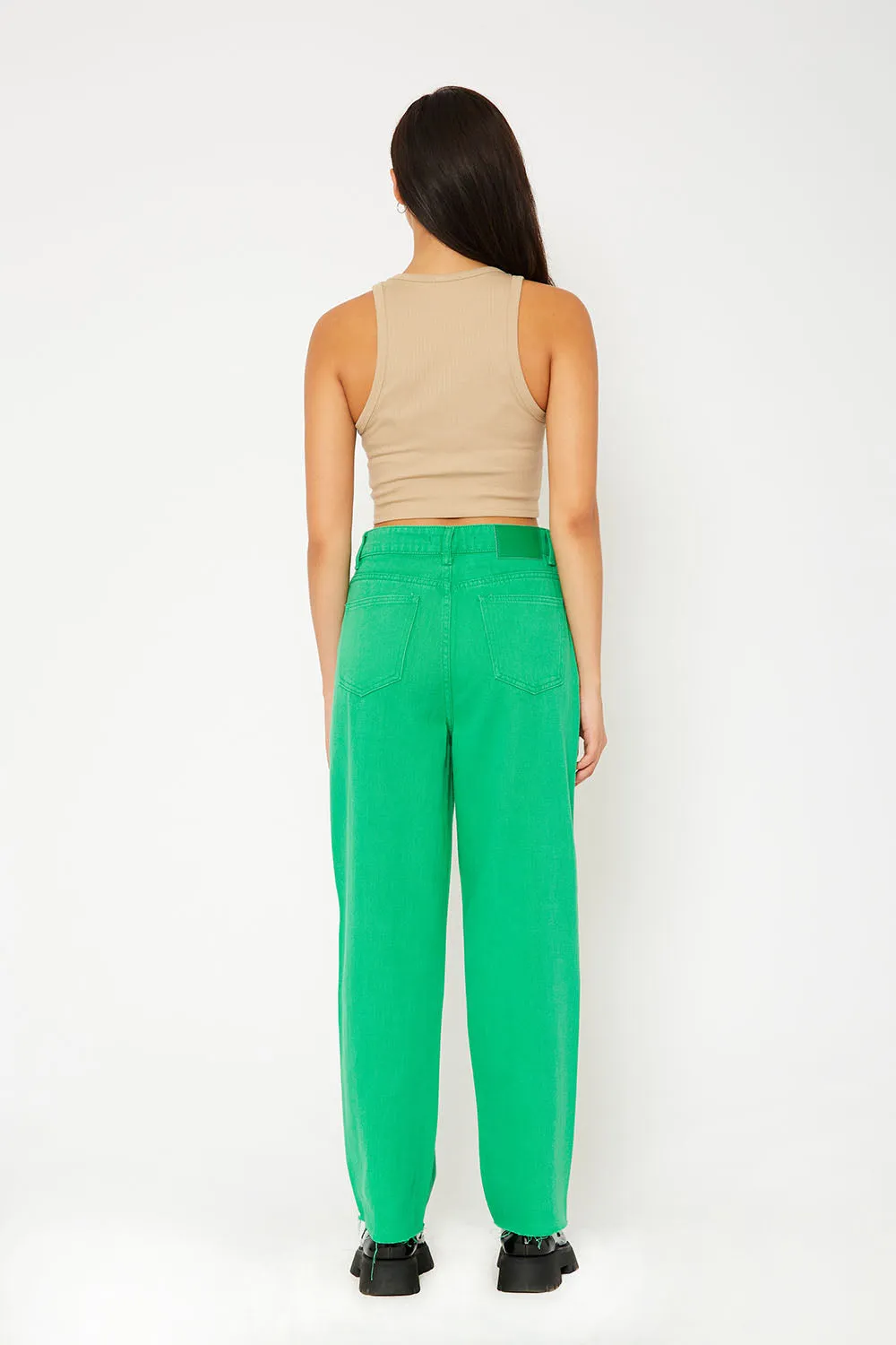 Super high-rise baggy mom straight fit color pants