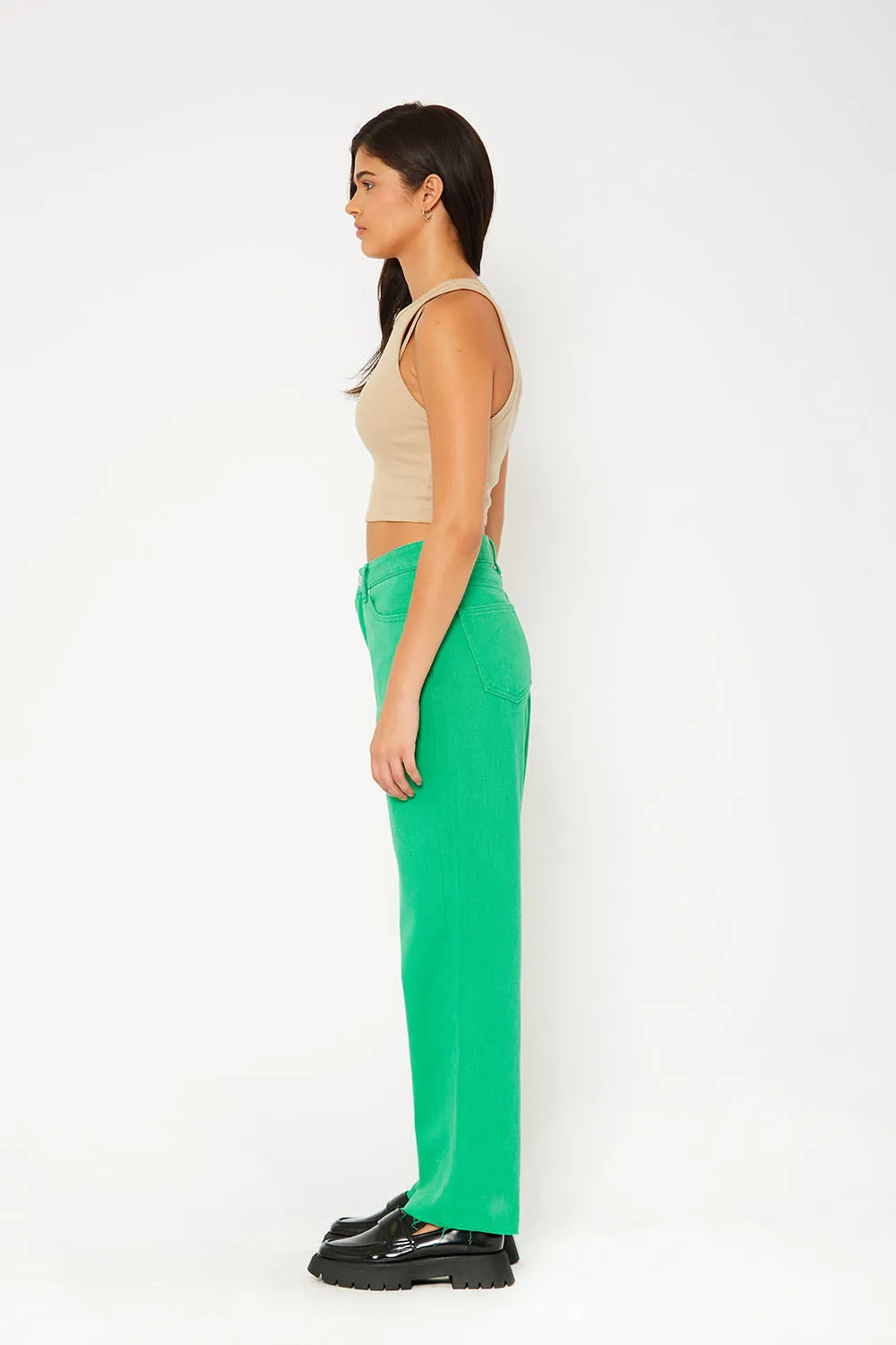 Super high-rise baggy mom straight fit color pants