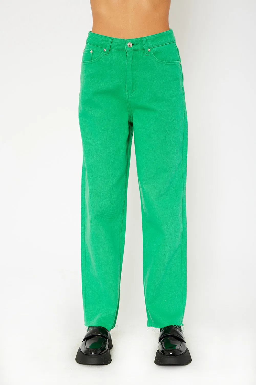 Super high-rise baggy mom straight fit color pants