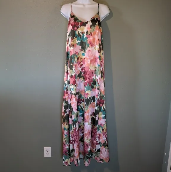 Tahari Watercolor Floral Multi Maxi Dress NWOT Size XS