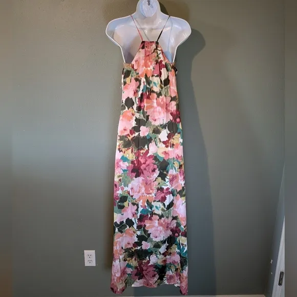 Tahari Watercolor Floral Multi Maxi Dress NWOT Size XS