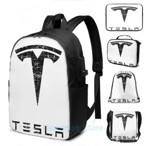 Tesla USB Charge Backpack Men School Women Travel Laptop Bag
