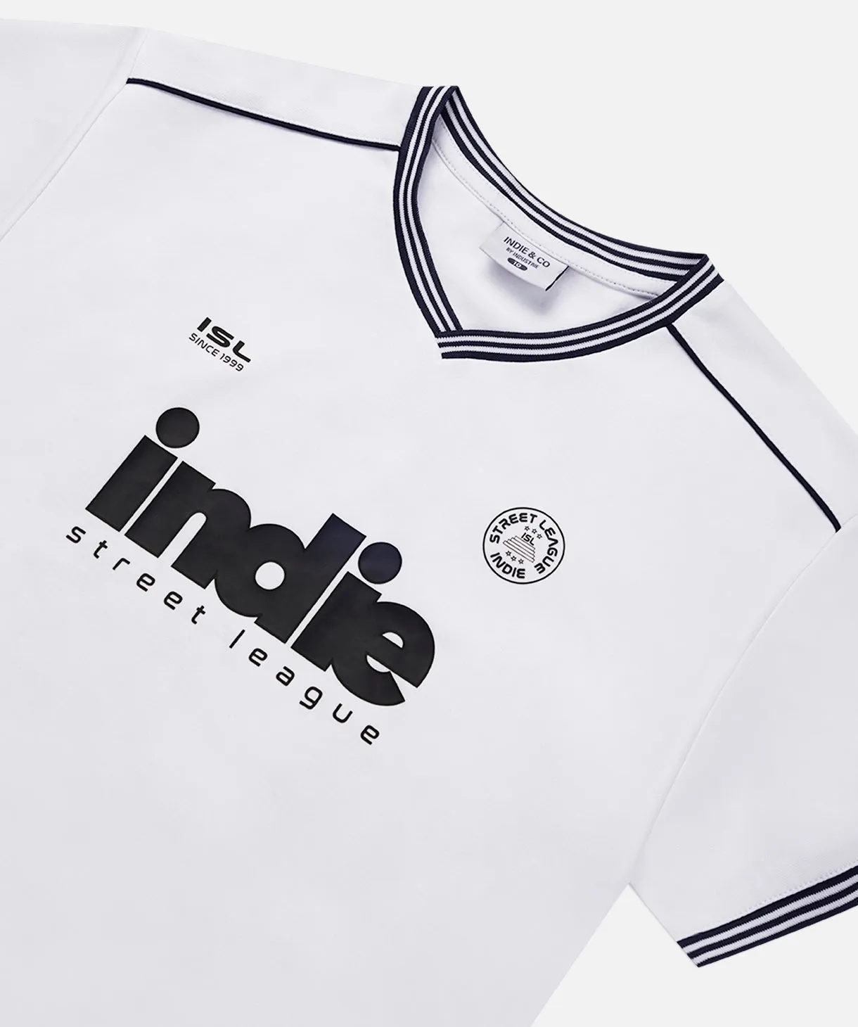 The League Tee - White Navy