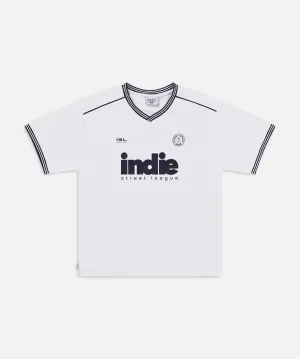 The League Tee - White Navy