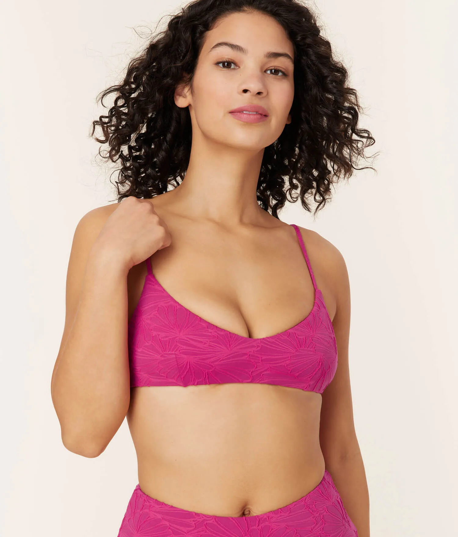 The Molokai Bikini Top - Textured Floral - Lava