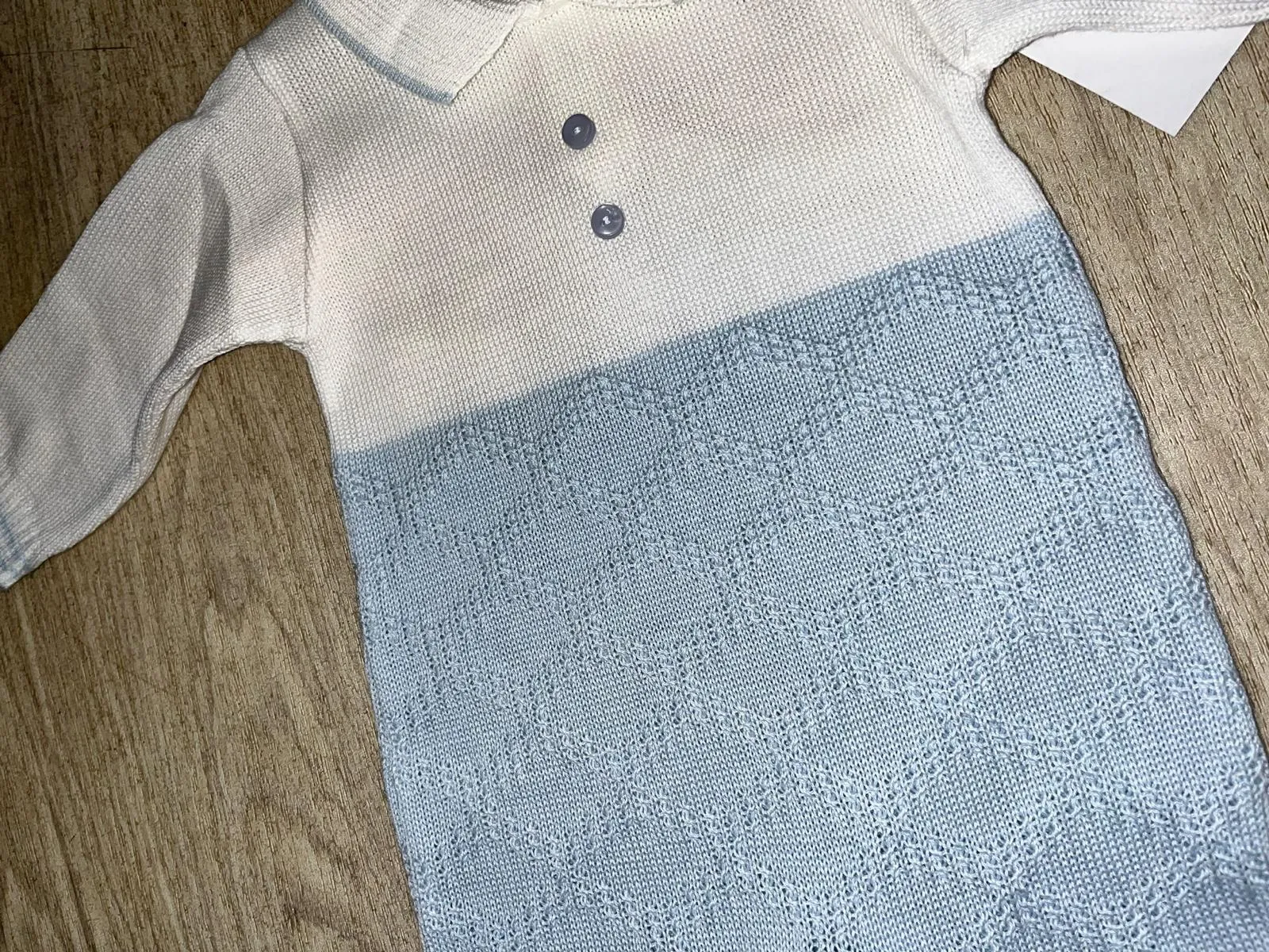 Theodore Knitted Romper Blue & White