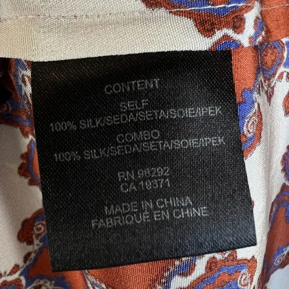 Tibi Red Beige 100% Silk A-Line Skirt $395