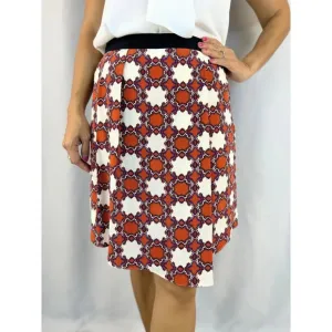 Tibi Red Beige 100% Silk A-Line Skirt $395