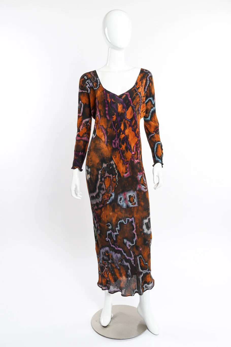 Tie Dye Silk Bias Dress