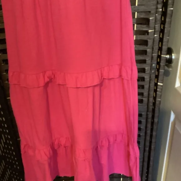TIERED MIDI SKIRT SET  (Color: Hot Pink)( SIZE: 14)