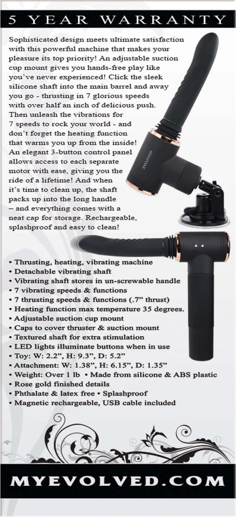Too Hot to Handle - Black: The Ultimate Thrusting, Heating, and Vibrating Experience