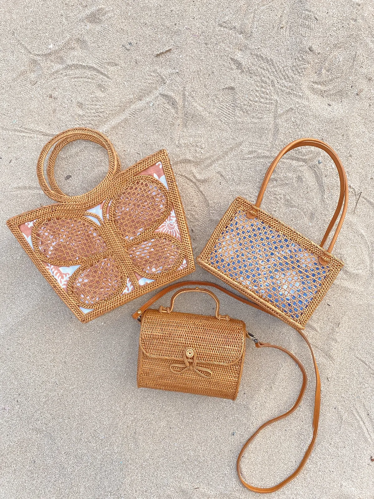 Top Handle Rattan Crossbody Bag