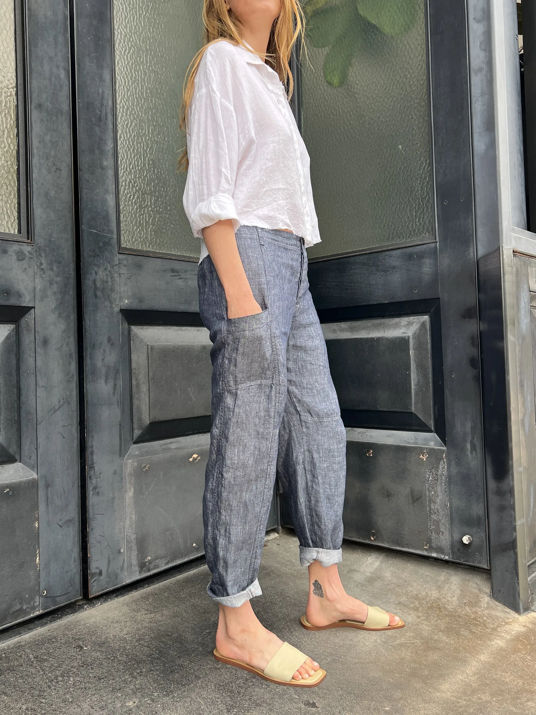 Torrance Pant in Indigo Linen - Indigo