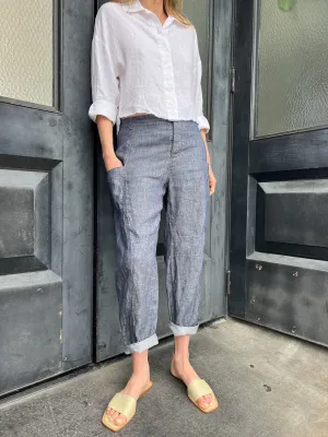Torrance Pant in Indigo Linen - Indigo