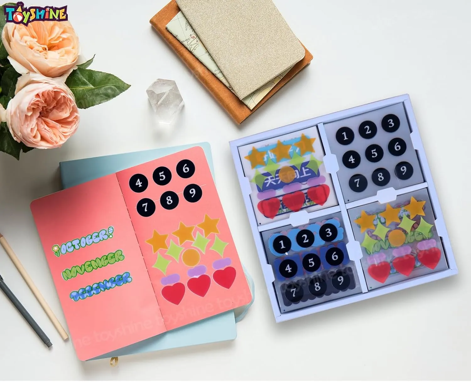 Toyshine Cute Handbook Decorative Washi Stickers Gift Box (2 Sets) for Scrapbook Diary Planner DIY Craft Album Calendar Notebook Laptop Phone Case-B