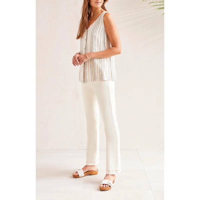 Tribal Linen Blend Striped Button-Down Cami