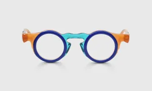 Triptych Color 76 - Three Decorative Divisions of Indigo, Crystal Teal, and Crystal Tangerine