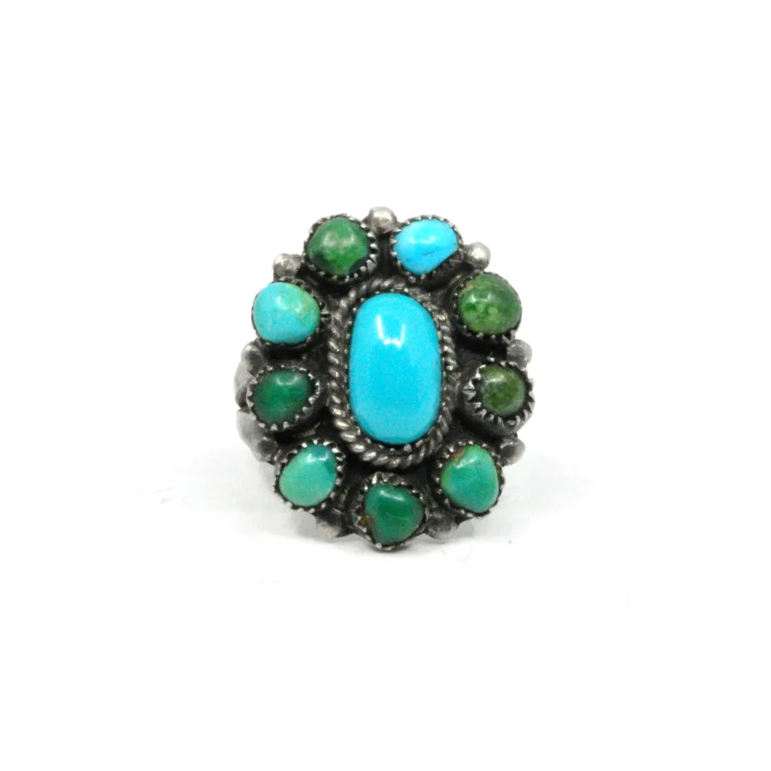 Turquoise Cluster Ring- Sz 5