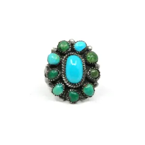 Turquoise Cluster Ring- Sz 5