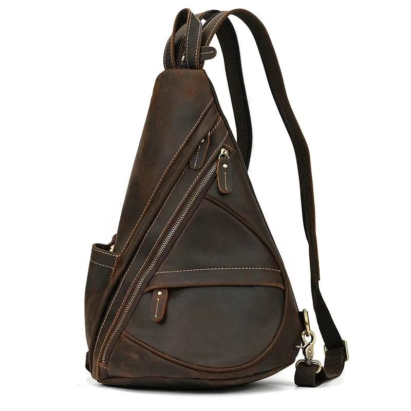 Unique Casual Genuine Leather Triangle Backpack for Men Women