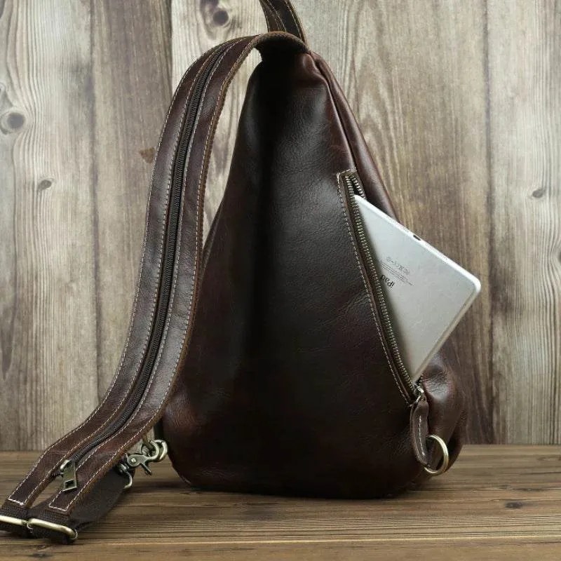 Unique Casual Genuine Leather Triangle Backpack for Men Women