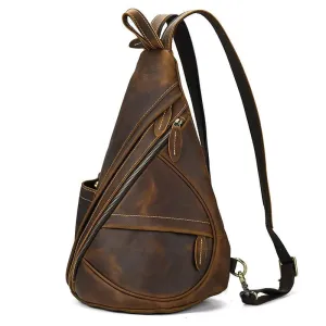 Unique Casual Genuine Leather Triangle Backpack for Men Women