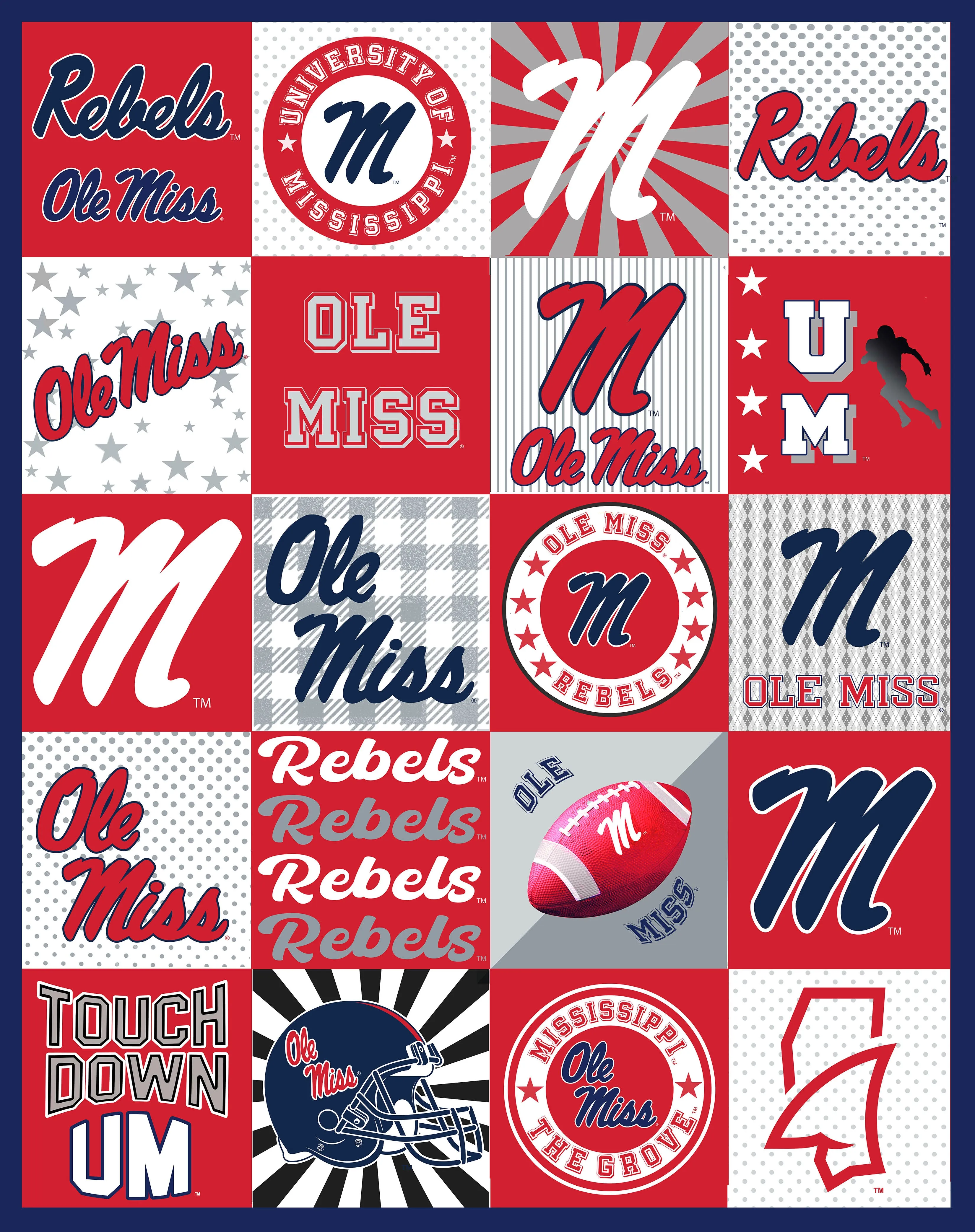 UNIVERSITY OF MISSISSIPPI-Collegiate T-Shirt Minky-100% Polyester-MS1362