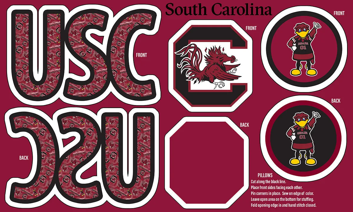 UNIVERSITY OF SOUTH CAROLINA-Collegiate Pillow Project-100% Polyester Minky-SC1359