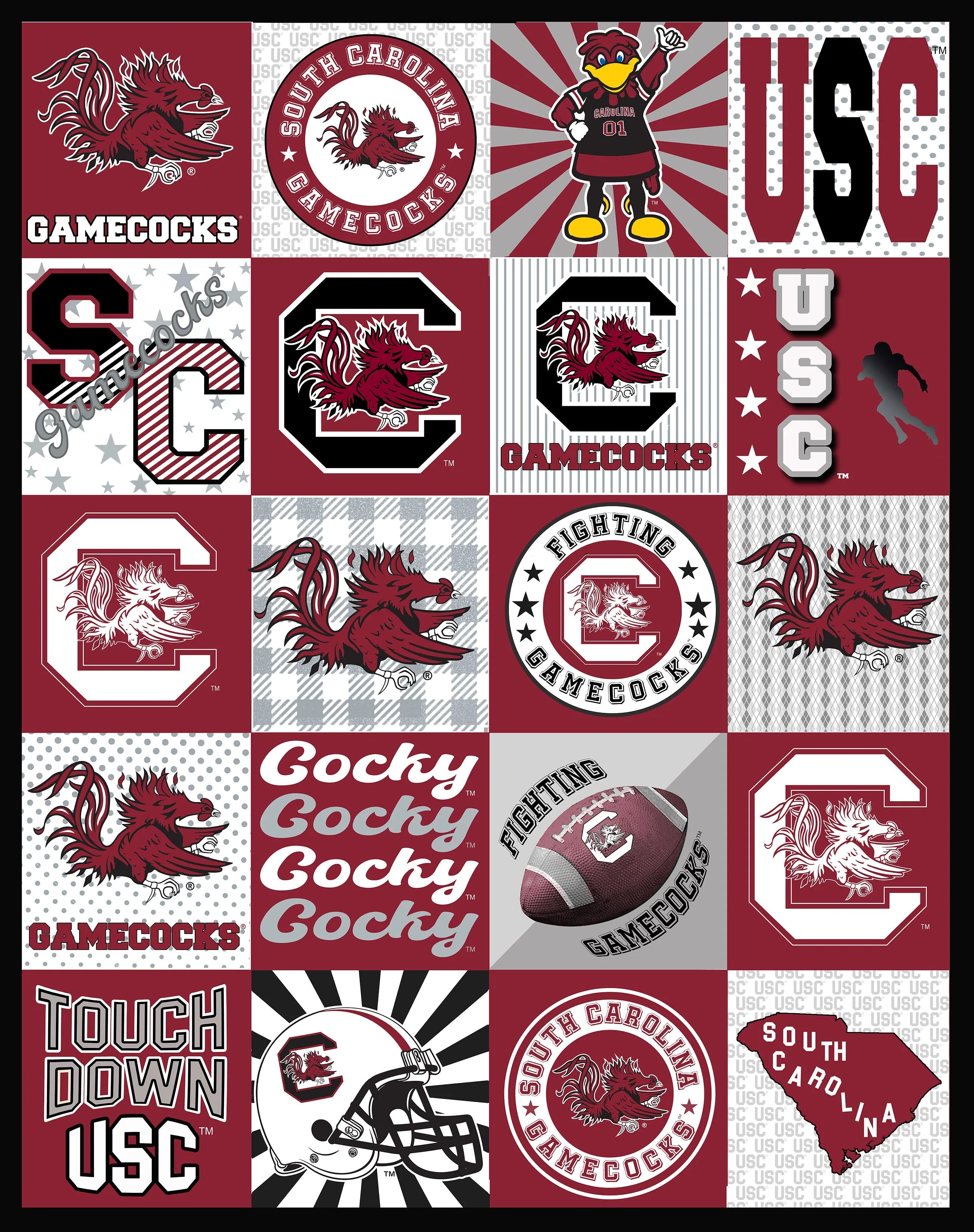 UNIVERSITY OF SOUTH CAROLINA-Collegiate T-Shirt Minky-100% Polyester-SC1362