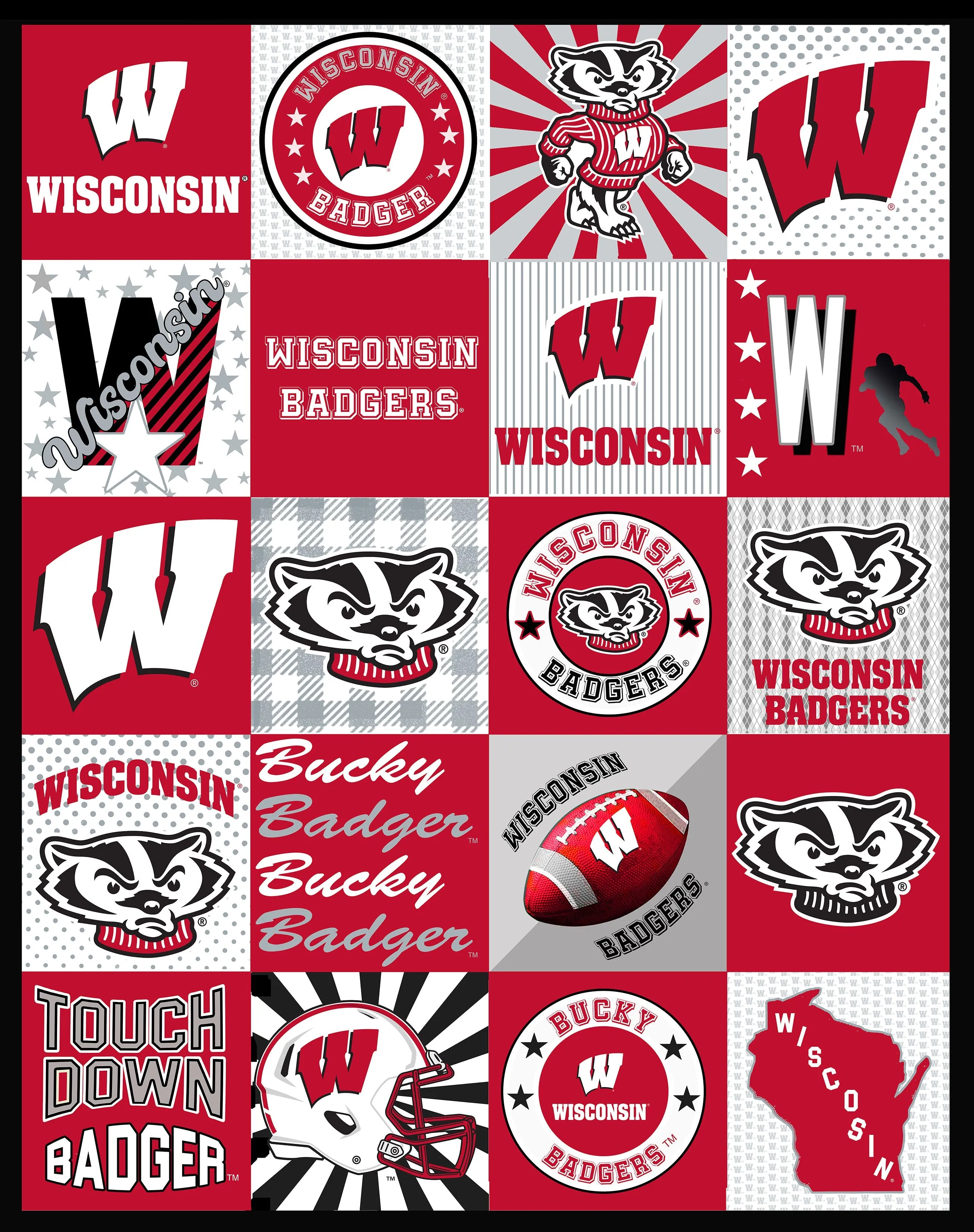 UNIVERSITY OF WISCONSIN-Collegiate T-Shirt Minky-100% Polyester-WIS1362