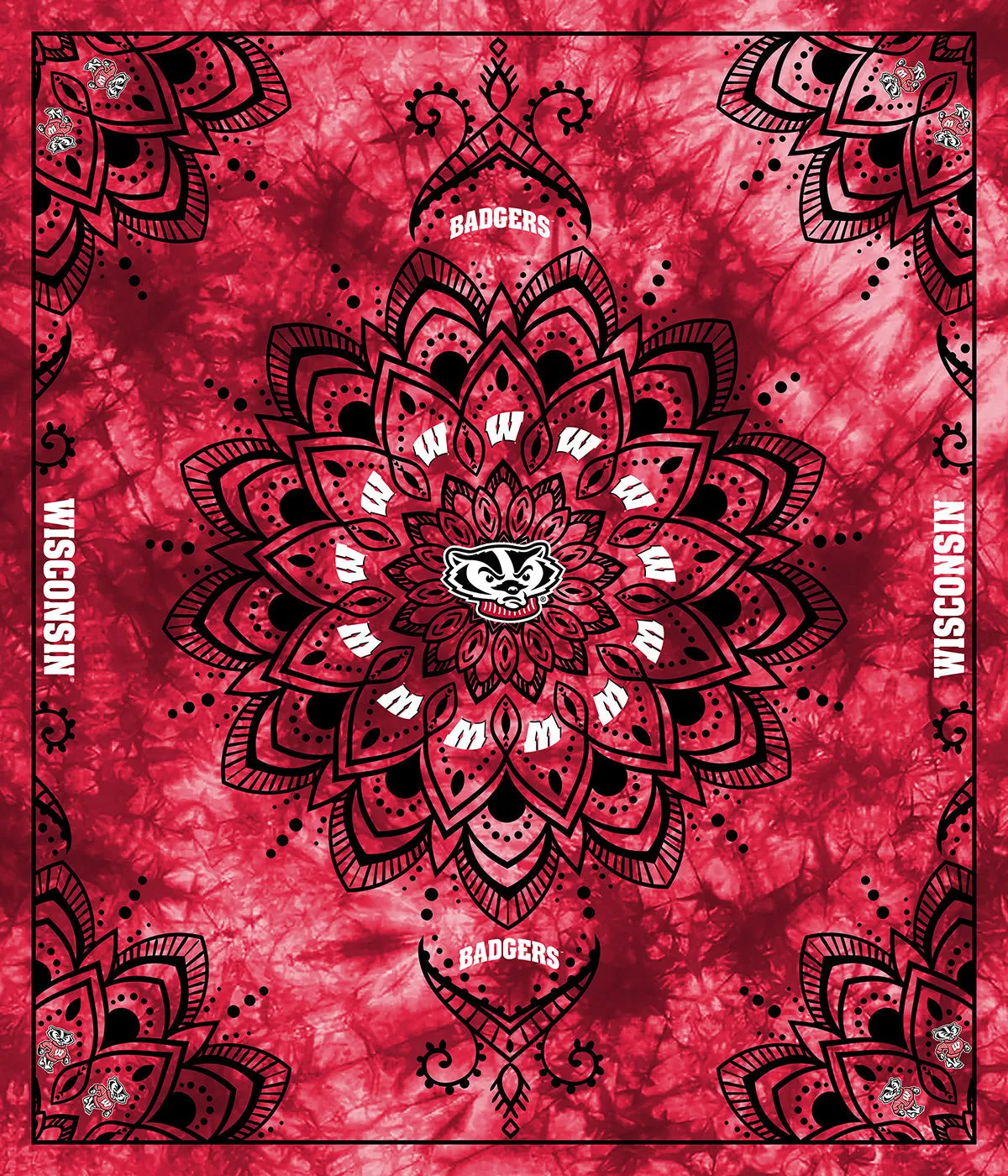 UNIVERSITY OF WISCONSIN-Collegiate Tapestry-100% Polyester Minky-WIS1360