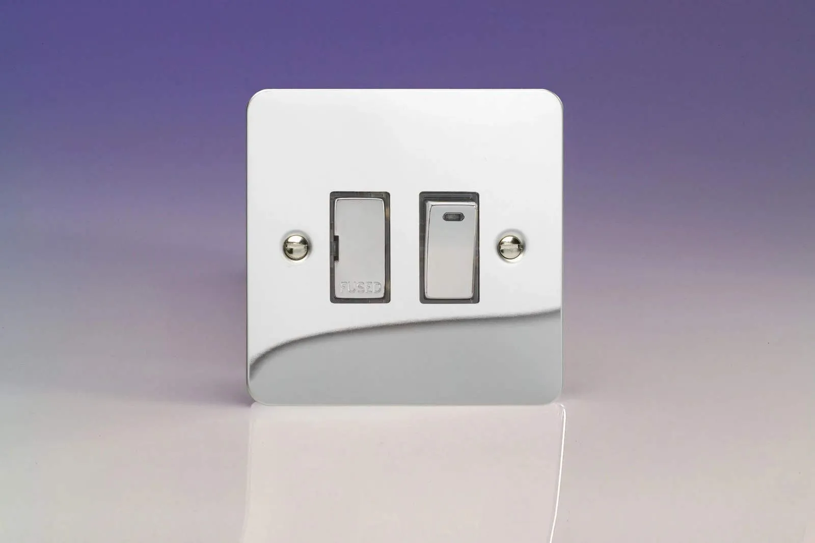 Varilight 13A Switched Fused Spur   Neon with Metal Inserts Polished Chrome XFC6ND