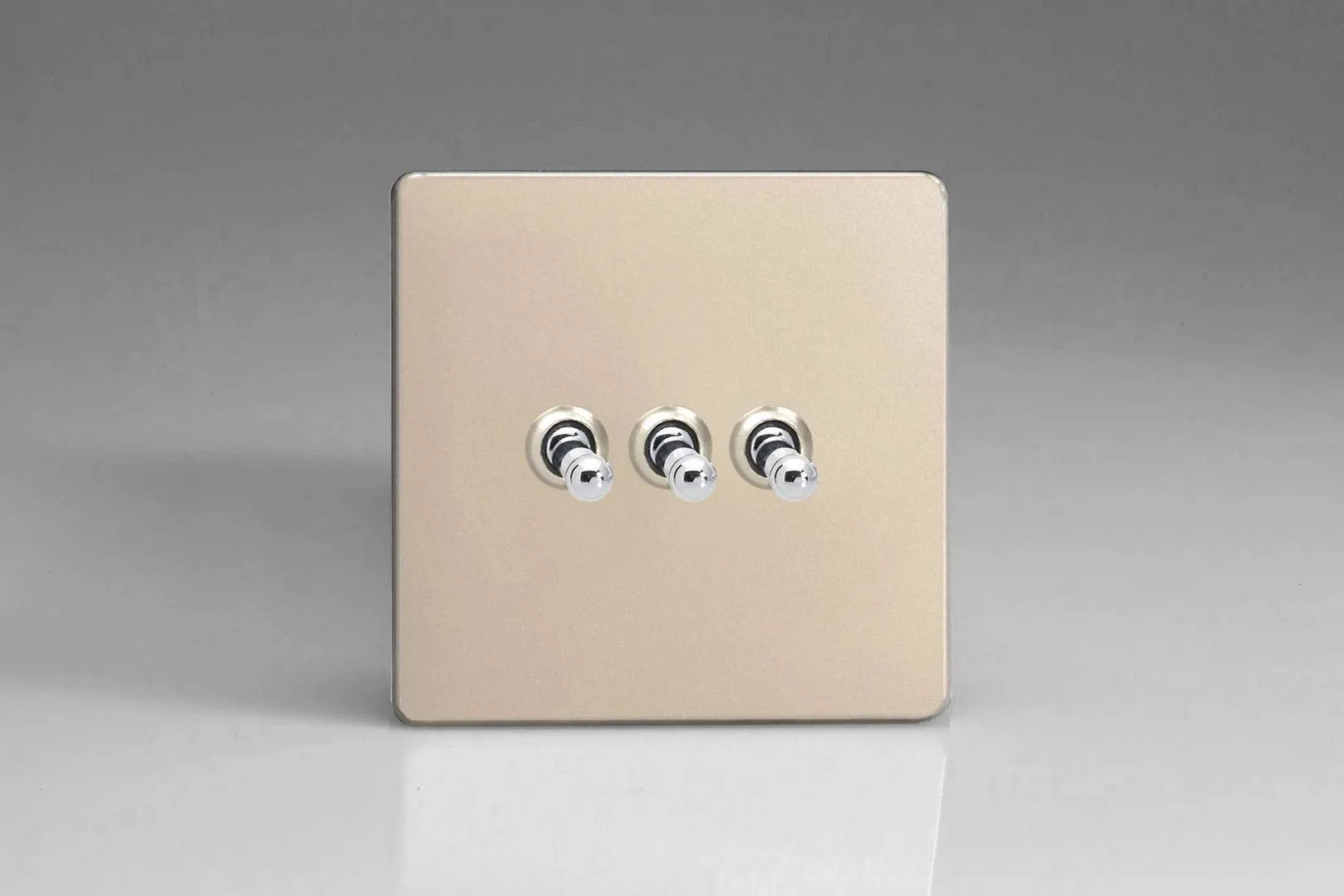 Varilight 3-Gang 10A 1- or 2-Way Toggle Light Switch Satin Chrome XDNT3S