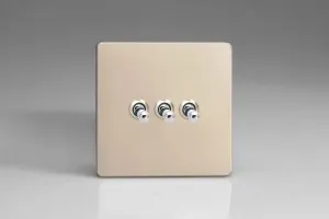 Varilight 3-Gang 10A 1- or 2-Way Toggle Light Switch Satin Chrome XDNT3S