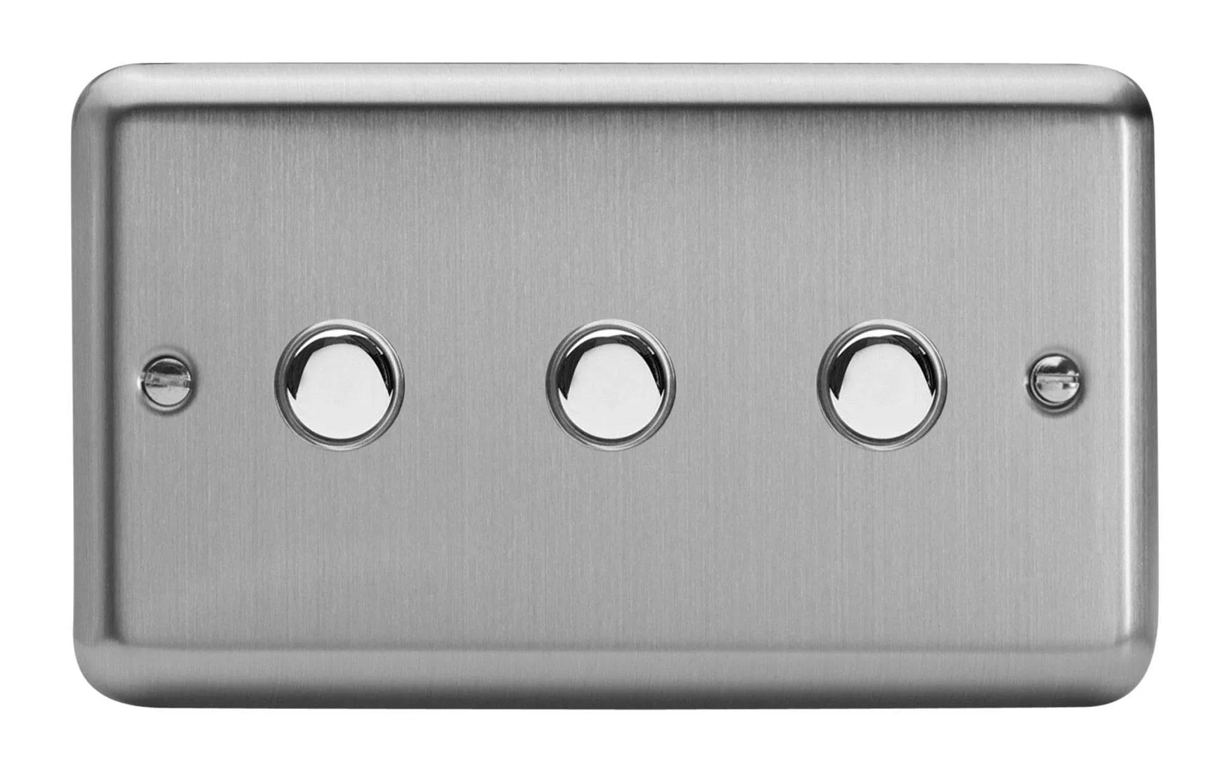 Varilight 3-Gang 6A 1-Way Push-to-Make Momentary Switch (Twin Plate) Matt Chrome XSM3