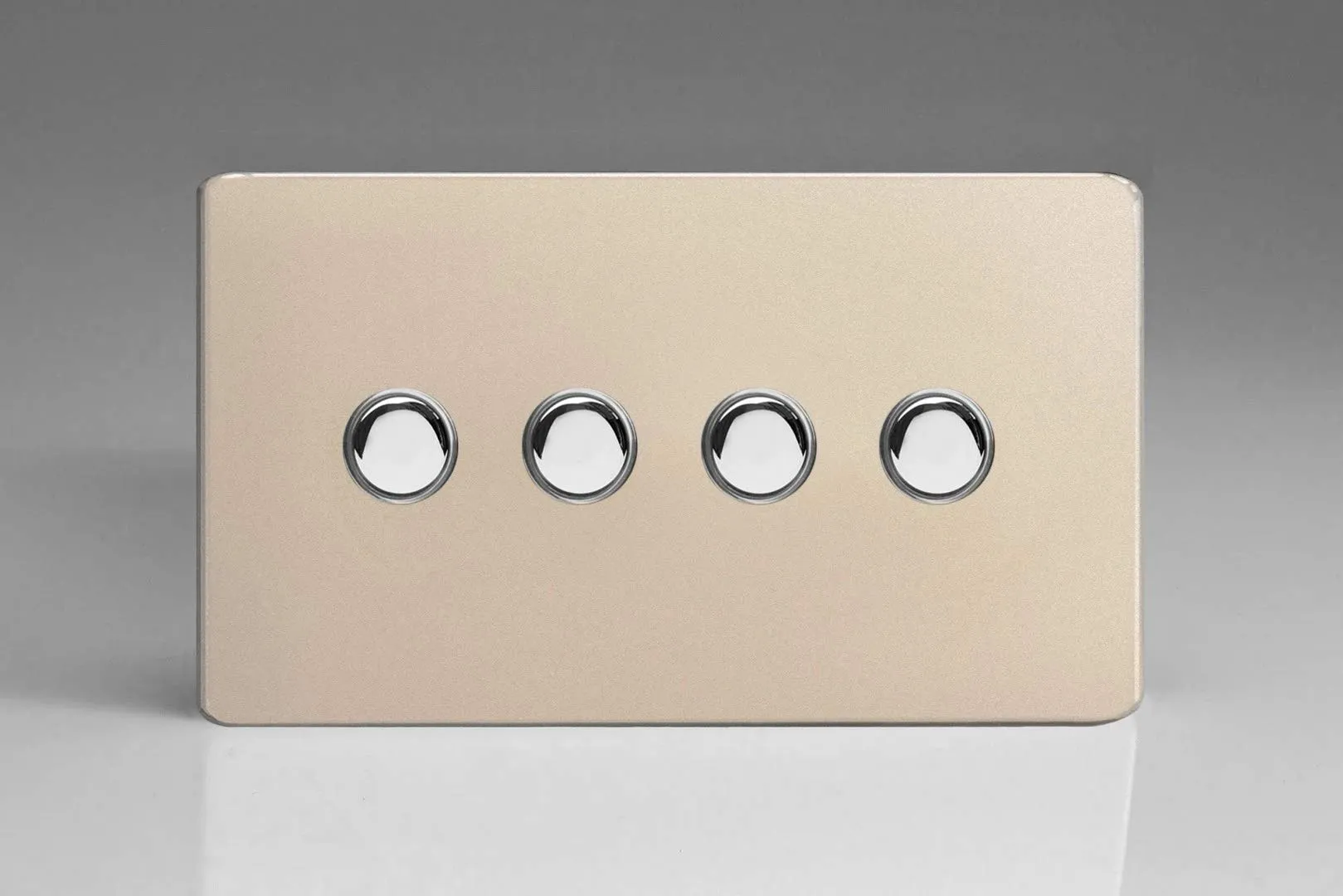 Varilight 4-Gang 6A 1-Way Push-to-Make Momentary Switch (Twin Plate) Satin Chrome XDNM4S
