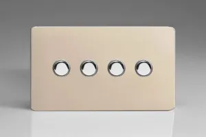 Varilight 4-Gang 6A 1-Way Push-to-Make Momentary Switch (Twin Plate) Satin Chrome XDNM4S