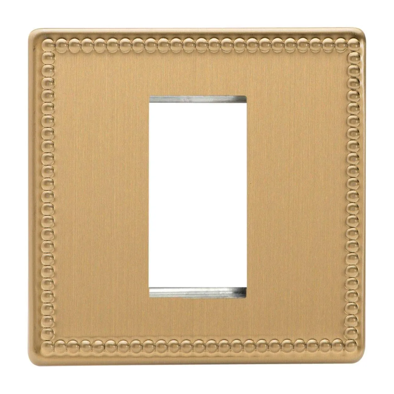 Varilight Single Size Data Grid Face Plate For 1 Data Module Width, Dimension Screwless Jubilee Brushed Brass XDYG1S.JB
