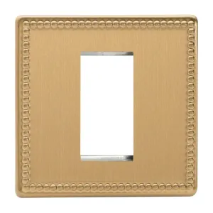 Varilight Single Size Data Grid Face Plate For 1 Data Module Width, Dimension Screwless Jubilee Brushed Brass XDYG1S.JB