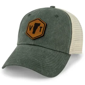 Vermont State Sign Wood Grain Patch Relaxed Trucker