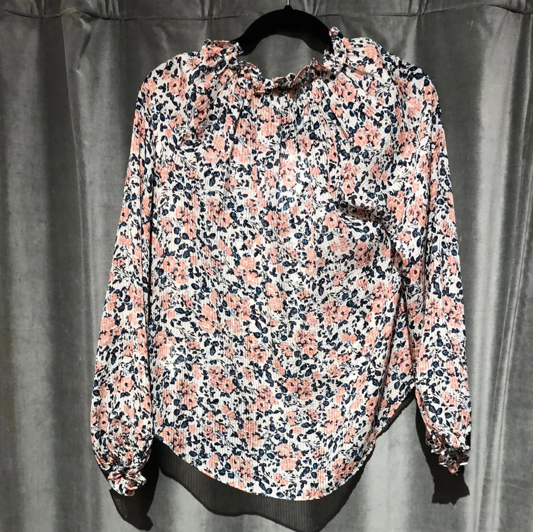 veronica beard floral sheer flowy blouse