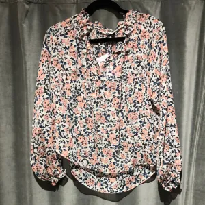 veronica beard floral sheer flowy blouse