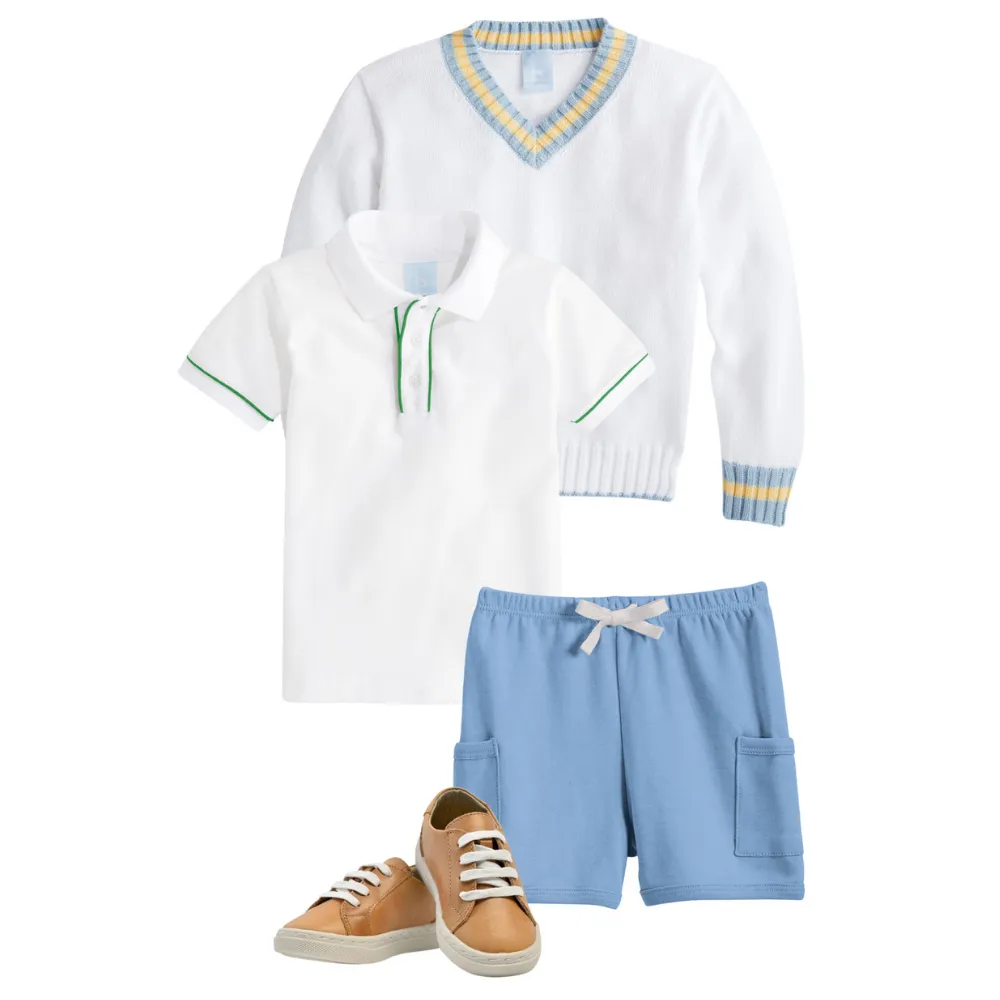Victor Pullover -- Ivory w/ Blue & Yellow