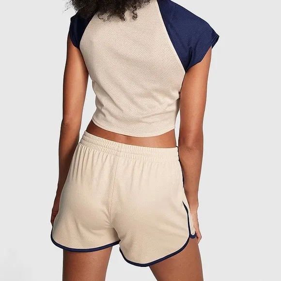 Victoria's Secret PINK Mesh Tech Gym Shorts Dusty Iris Large NEW