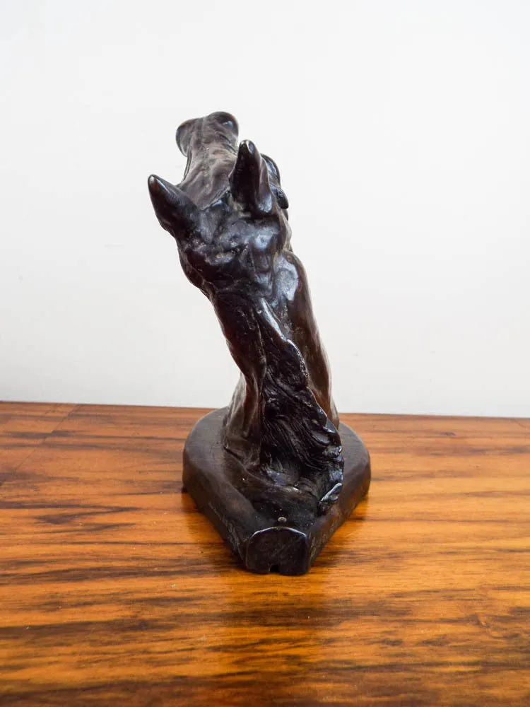Vintage Bronze Horse Head Sculpture Recast After Charles Marion Russell